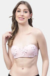 PrettyCat Padded Wired Demi Coverage Strapless Bra - Pink — thumbnail 1