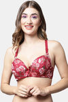 PrettyCat Padded Plunge Wired 3/4th Coverage T-Shirt Bra - Red — thumbnail 1