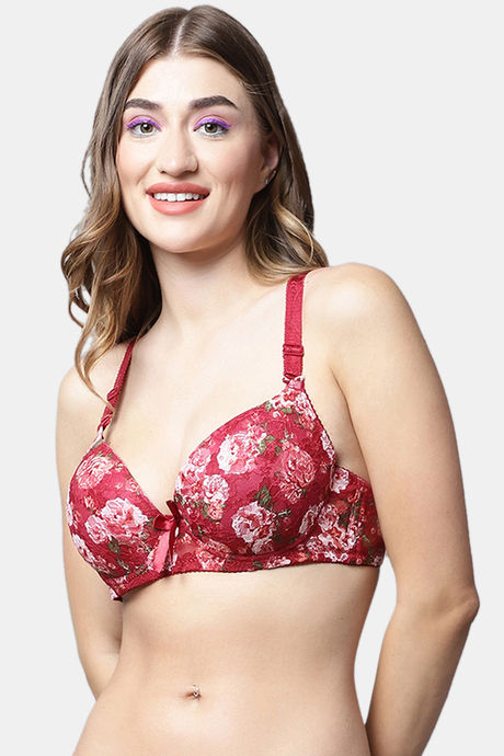 PrettyCat Padded Plunge Wired 3/4th Coverage T-Shirt Bra - Red — image 3