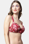 PrettyCat Padded Plunge Wired 3/4th Coverage T-Shirt Bra - Red — thumbnail 4