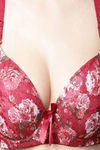 PrettyCat Padded Plunge Wired 3/4th Coverage T-Shirt Bra - Red — thumbnail 6