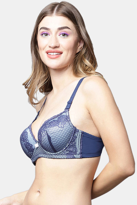 PrettyCat Padded Plunge Wired 3/4th Coverage T-Shirt Bra - Blue — image 3