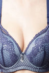 PrettyCat Padded Plunge Wired 3/4th Coverage T-Shirt Bra - Blue — thumbnail 6