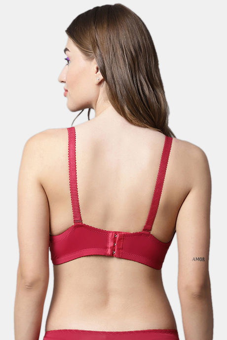 PrettyCat Padded Plunge Wired 3/4th Coverage T-Shirt Bra - Red — image 2