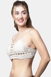 PrettyCat Padded Non Wired 3/4th Coverage Bralette - White — thumbnail 3