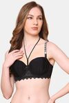 PrettyCat Lightly Padded Balconette Bra With Shine Strap for Women & Girls - Black — thumbnail 1