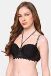PrettyCat Lightly Padded Balconette Bra With Shine Strap for Women & Girls - Black — thumbnail 2