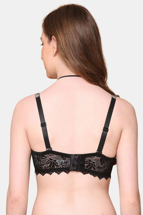 PrettyCat Lightly Padded Balconette Bra With Shine Strap for Women & Girls - Black — image 3