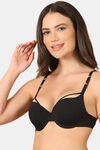 PrettyCat Sexy Compassionate Padded Underwire Bra With Golden Buckle In Straps - Black — thumbnail 3