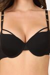 PrettyCat Sexy Compassionate Padded Underwire Bra With Golden Buckle In Straps - Black — thumbnail 5
