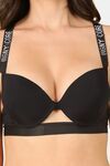 PrettyCat Monogram Shine Straps Underwire Sexy Pushup Bra - Black — thumbnail 5