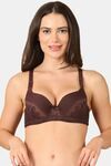 PrettyCat Sexy Lightly Padded Underwire T-shirt bra with bows - Brown — thumbnail 1