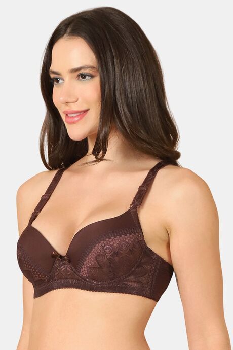 PrettyCat Sexy Lightly Padded Underwire T-shirt bra with bows - Brown — image 2