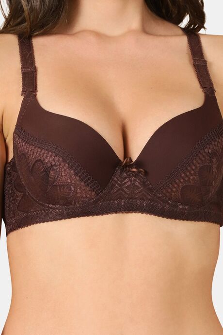 PrettyCat Sexy Lightly Padded Underwire T-shirt bra with bows - Brown — image 5