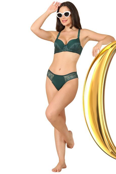 PrettyCat Sexy Lightly Padded Underwire T-shirt bra with bows - Green — image 4