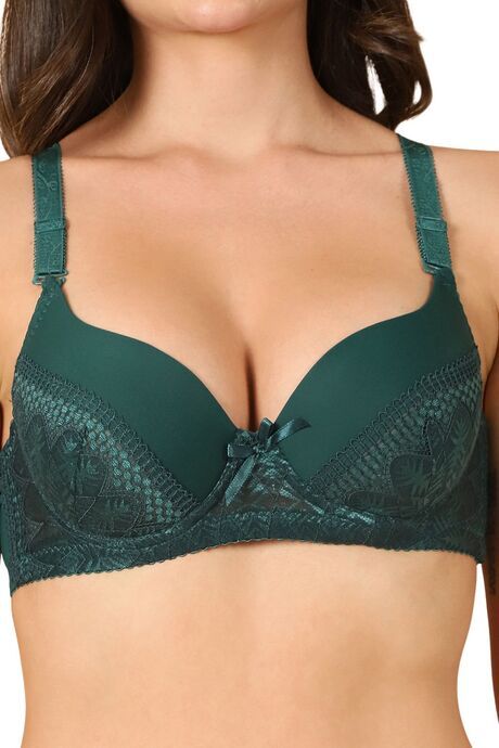 PrettyCat Sexy Lightly Padded Underwire T-shirt bra with bows - Green — image 5
