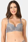 PrettyCat Sexy Lightly Padded Underwire T-shirt bra with bows - Grey — thumbnail 1