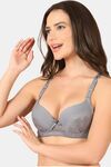PrettyCat Sexy Lightly Padded Underwire T-shirt bra with bows - Grey — thumbnail 2