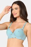 PrettyCat Lightly Padded Underwire Sexy T-shirt Bra With Teddy Print - Blue — thumbnail 2