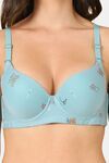 PrettyCat Lightly Padded Underwire Sexy T-shirt Bra With Teddy Print - Blue — thumbnail 5