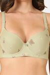 PrettyCat Lightly Padded Underwire Sexy T-shirt Bra With Teddy Print - Green — thumbnail 5