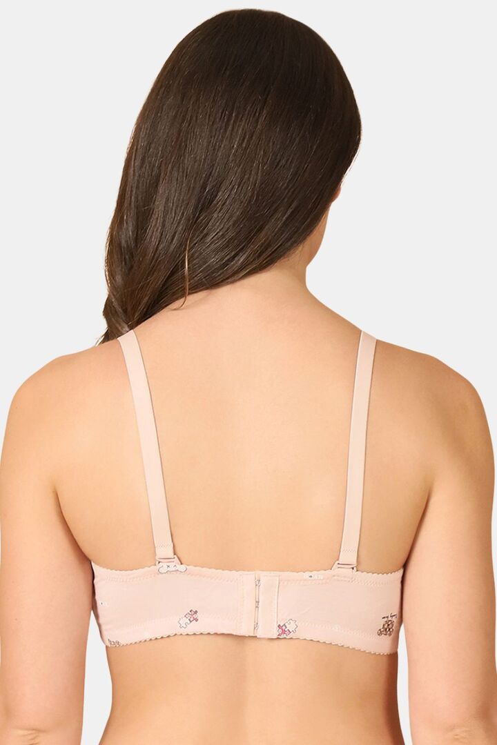 PrettyCat Lightly Padded Underwire Sexy T-shirt Bra With Teddy Print - Pink — image 3