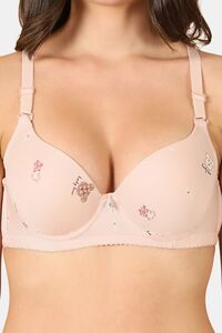 PrettyCat Lightly Padded Underwire Sexy T-shirt Bra With Teddy Print - Pink — thumbnail 4