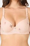 PrettyCat Lightly Padded Underwire Sexy T-shirt Bra With Teddy Print - Pink — thumbnail 5