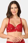 PrettyCat Lightly Padded Underwire Sexy T-shirt Bra With Teddy Print - Red — thumbnail 1