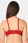 PrettyCat Lightly Padded Underwire Sexy T-shirt Bra With Teddy Print - Red — thumbnail 3