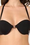 PrettyCat Back Shine T straps Front Open Sexy Plunge Bra - Black — thumbnail 5