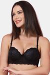 PrettyCat Women Sexy Underwire Balconette Lace Bra - Black — thumbnail 2