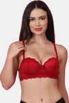 PrettyCat Women Sexy Underwire Balconette Lace Bra - Maroon — thumbnail 1