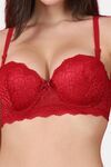 PrettyCat Women Sexy Underwire Balconette Lace Bra - Maroon — thumbnail 5