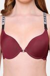 PrettyCat Sexy Women Lightly Padded Underwire Plunge Bra - Wine — thumbnail 5