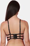 PrettyCat Women Lightly Padded Underwire Sexy Balconette Bra With Cage Strap. - Black — thumbnail 3