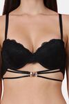 PrettyCat Women Lightly Padded Underwire Sexy Balconette Bra With Cage Strap. - Black — thumbnail 5