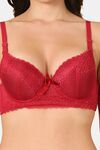 PrettyCat Women Lightly Padded Underwire Sexy Lace T-Shirt Bra - Maroon — thumbnail 5