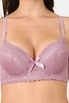 PrettyCat Women Lightly Padded Underwire Sexy Lace T-Shirt Bra - Mauve — thumbnail 5