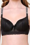 PrettyCat Lightly Padded T-shirt Bra With Shine Strap for Women & Girls - Black — thumbnail 5
