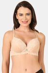 PrettyCat Women High Quality Floral Trim Lace T-Shirt Bra - Beige — thumbnail 1