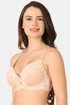 PrettyCat Women High Quality Floral Trim Lace T-Shirt Bra - Beige — thumbnail 2