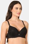 PrettyCat Women High Quality Floral Trim Lace T-Shirt Bra - Black — thumbnail 2