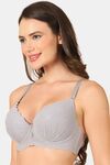 PrettyCat Women High Quality Floral Trim Lace T-Shirt Bra - Grey — thumbnail 2