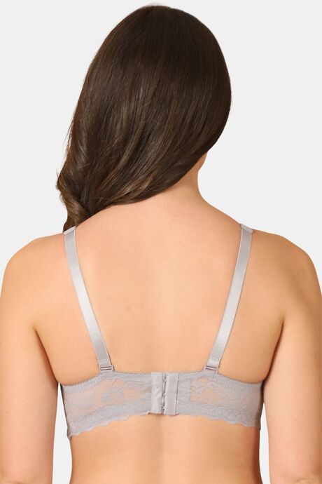 PrettyCat Women High Quality Floral Trim Lace T-Shirt Bra - Grey — image 3