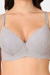 PrettyCat Women High Quality Floral Trim Lace T-Shirt Bra - Grey — thumbnail 5