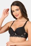 PrettyCat Lightly Padded Underwire Sexy Lace T-Shirt Bra - Black — thumbnail 2