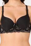 PrettyCat Lightly Padded Underwire Sexy Lace T-Shirt Bra - Black — thumbnail 5