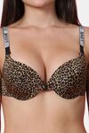 PrettyCat Shine Strap Sexy Front Open Underwire Pushup Bra - Brown — thumbnail 5