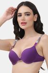 PrettyCat Shine Strap Sexy Front Open Underwire Pushup Bra - Purple — thumbnail 2